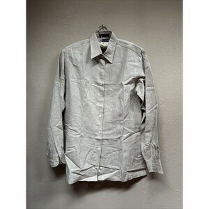F by Faconnable Womens Linen Blend Button Up Long Sleeve Shirt Medium Beige